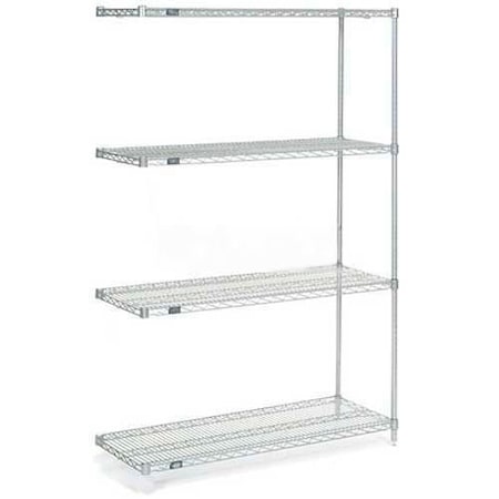 Nexel Nexelate Wire Shelving Add-On, Silver Epoxy, 72W X 21D X 74H A21727EP